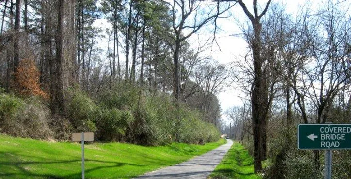 A wooded greenway road near Clayton, NC