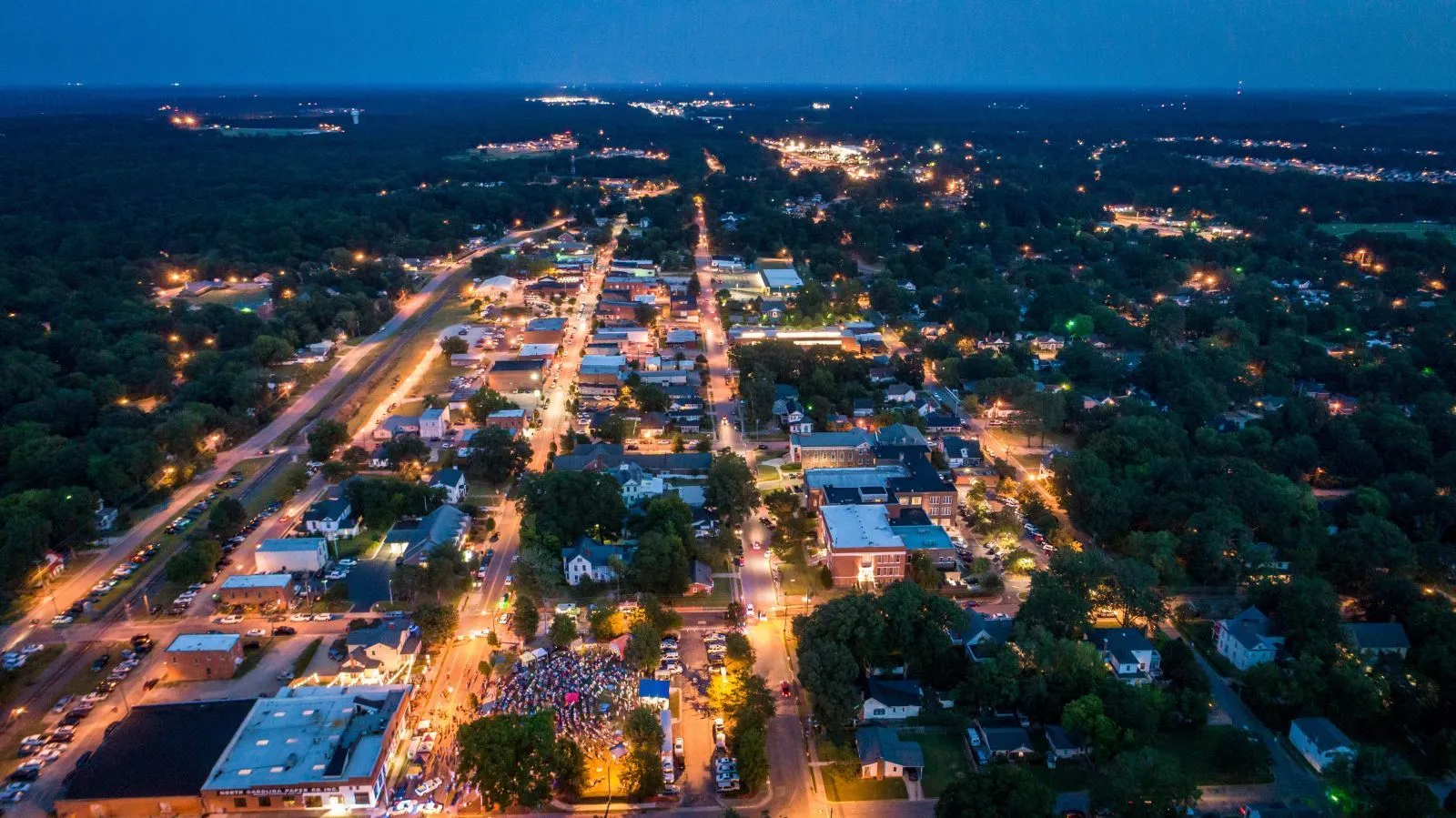 Downtown Clayton, NC at dusk